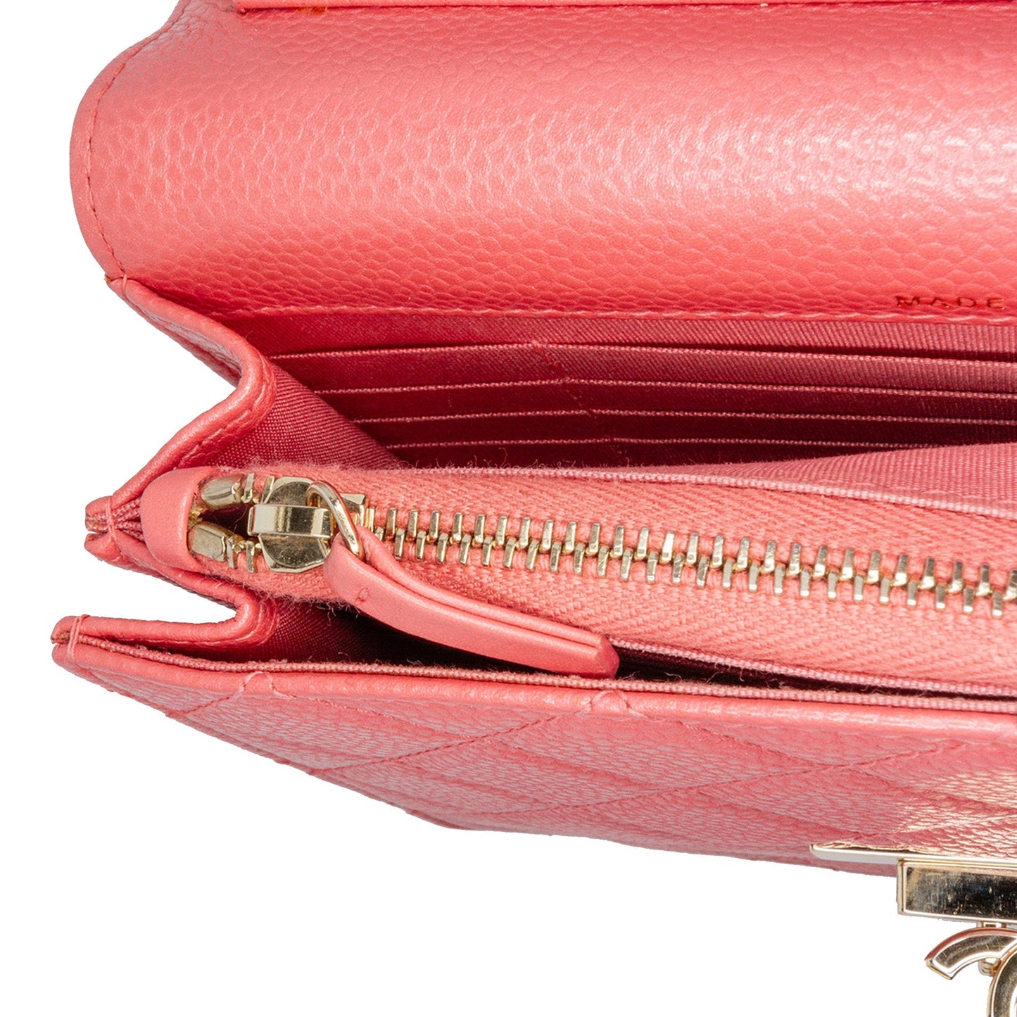 Pink Chanel Quilted Caviar Golden Class Wallet On Chain Crossbody Bag