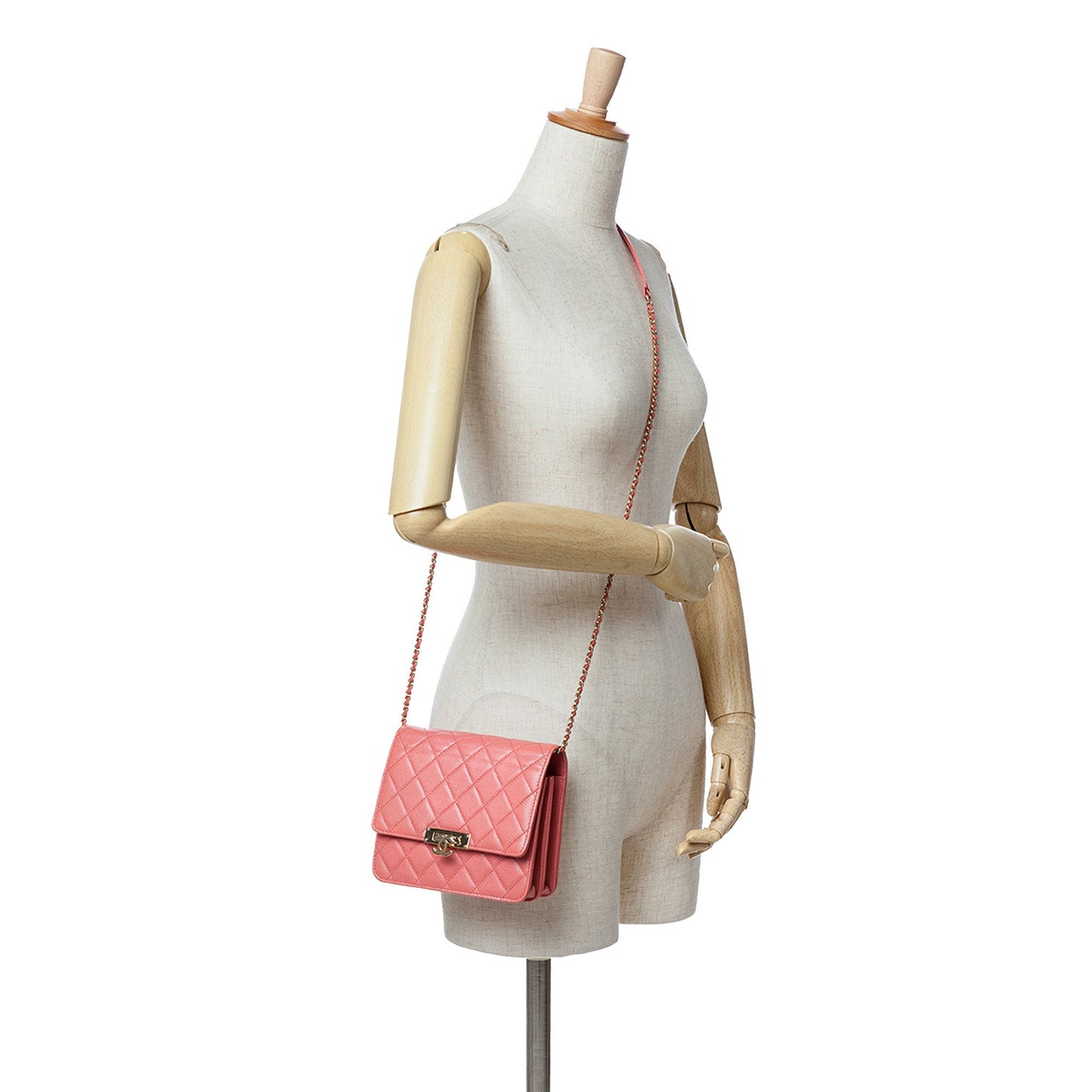 Pink Chanel Quilted Caviar Golden Class Wallet On Chain Crossbody Bag