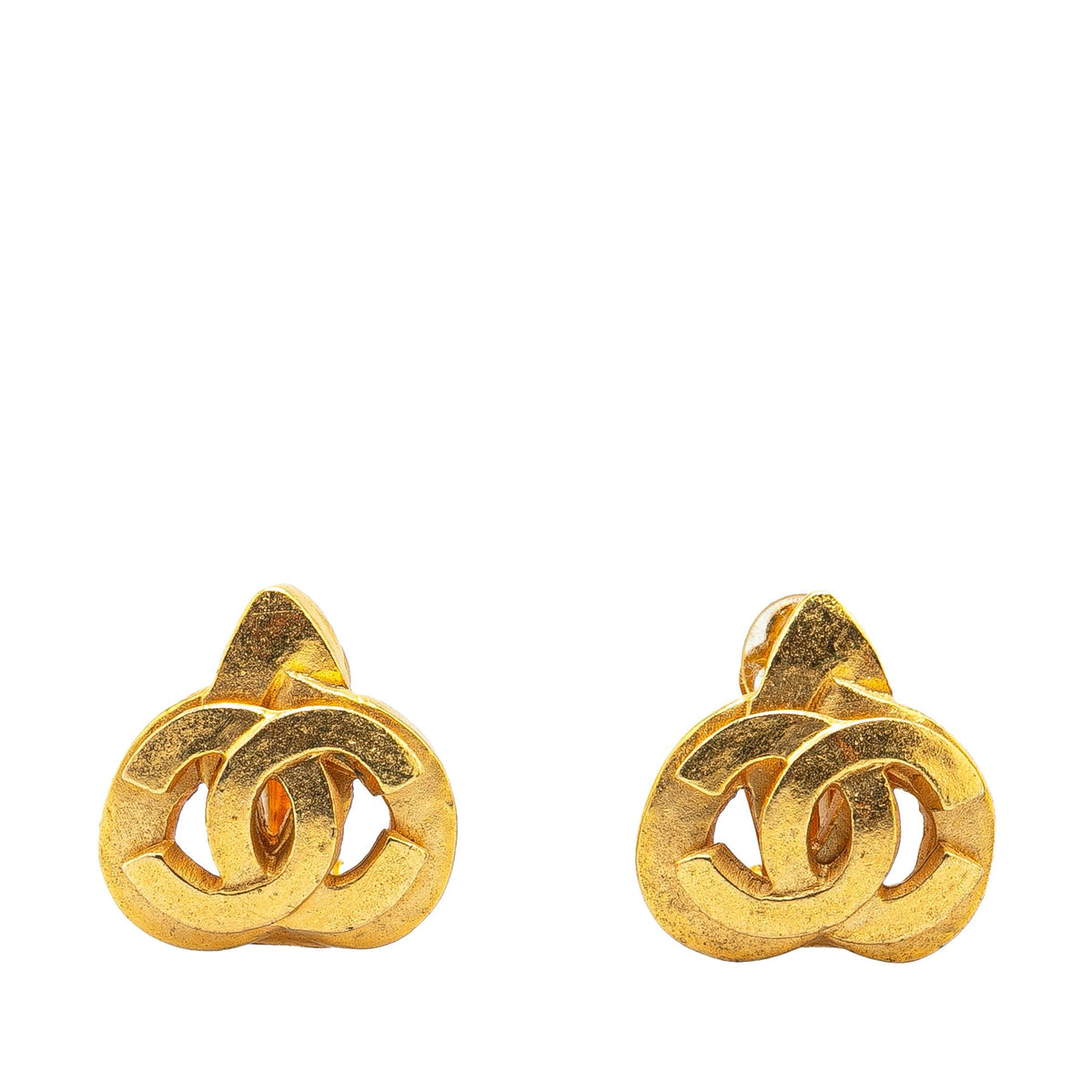 Gold Chanel Gold Plated CC Clip On Earrings