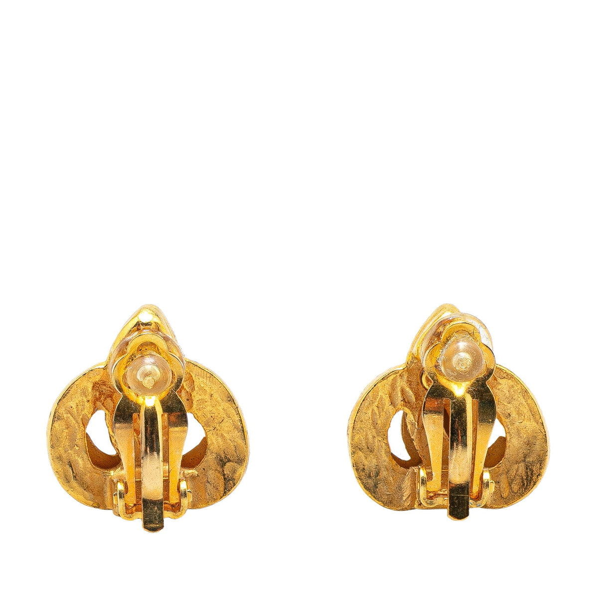 Gold Chanel Gold Plated CC Clip On Earrings