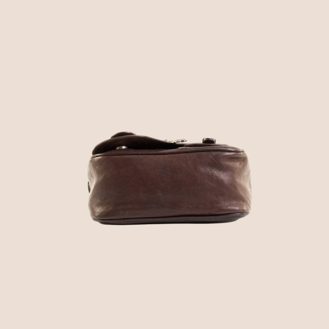 CHRISTIAN DIOR 2004 BROWN LEATHER MINI GAUCHO BAG