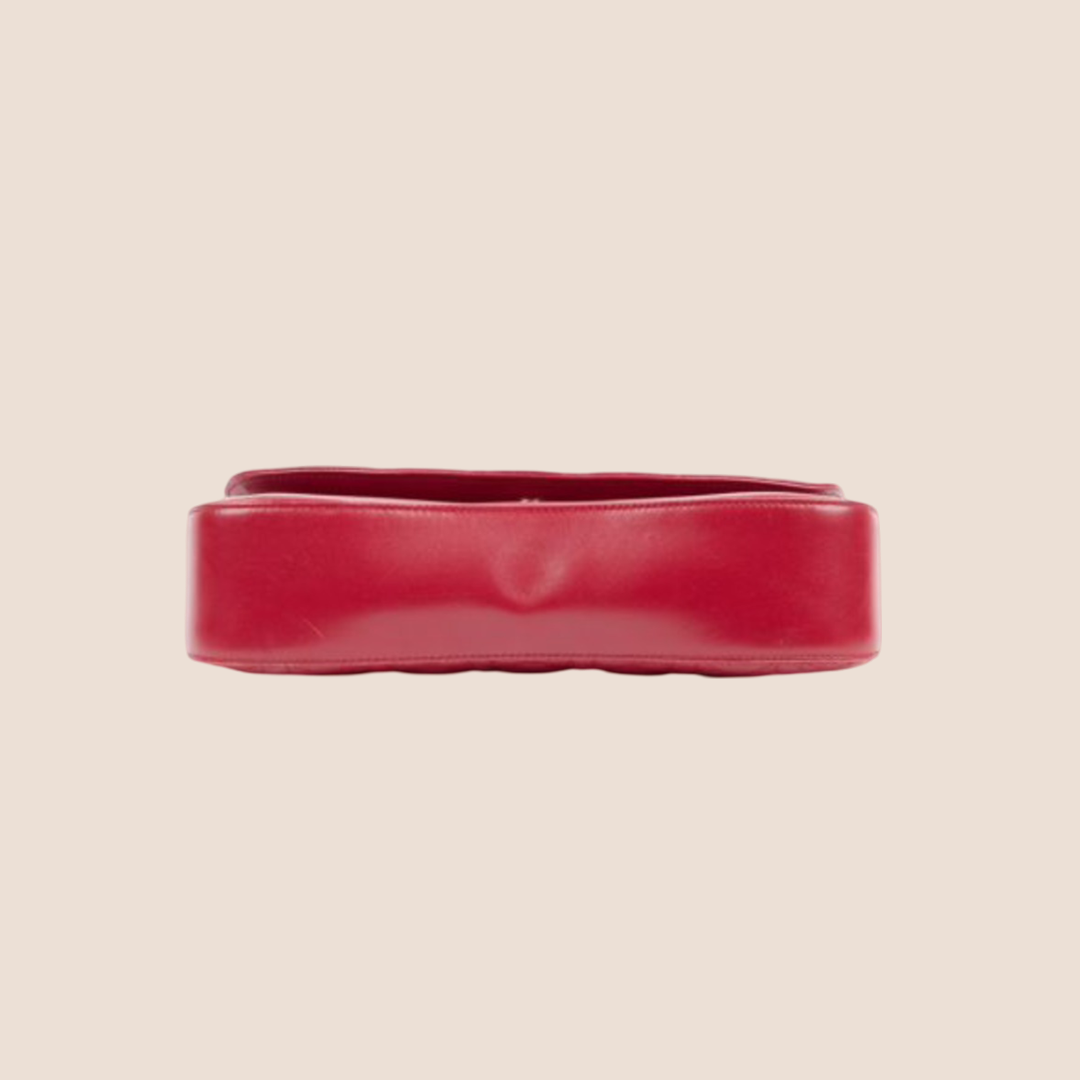 CHRISTIAN DIOR CANNAGE RED LEATHER SHOULDER BAG