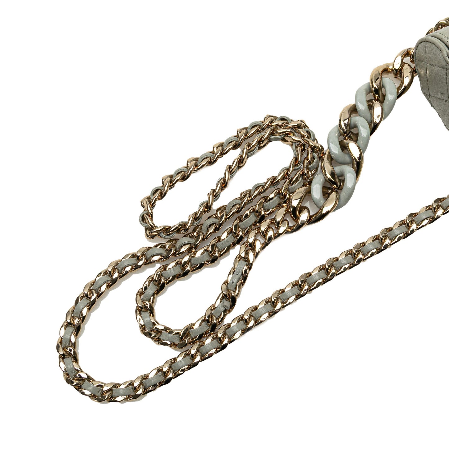 Gray Chanel Mini Lambskin Elegant Chain Vanity Case Crossbody Bag