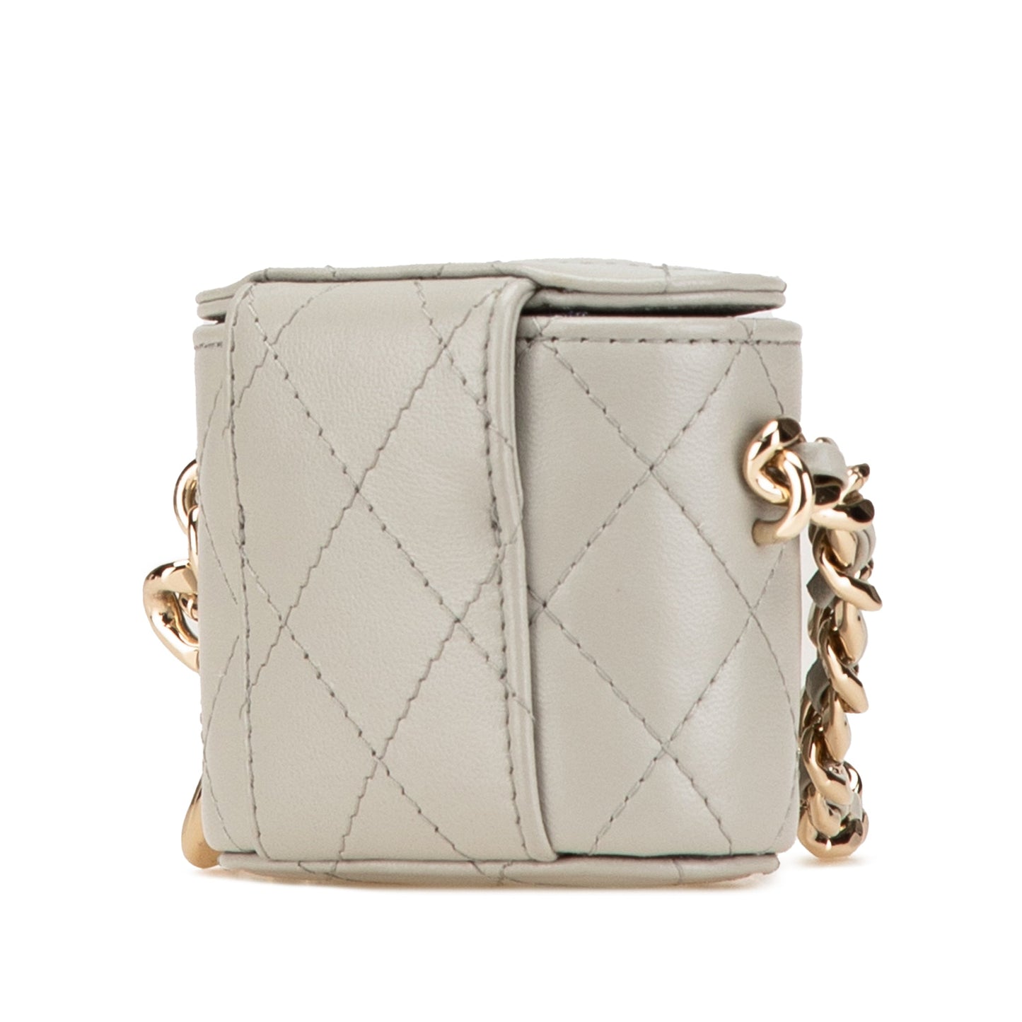 Gray Chanel Mini Lambskin Elegant Chain Vanity Case Crossbody Bag