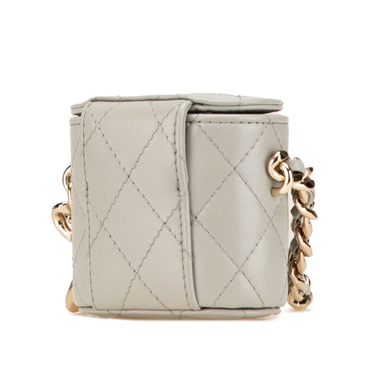 Gray Chanel Mini Lambskin Elegant Chain Vanity Case Crossbody Bag