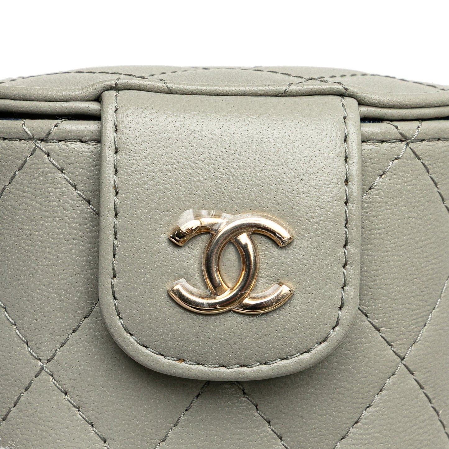 Gray Chanel Mini Lambskin Elegant Chain Vanity Case Crossbody Bag