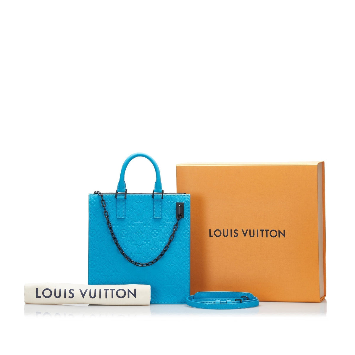 Louis Vuitton Sac Plat Blue Monogram Taurillon