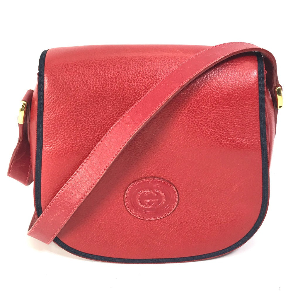 GUCCI Shoulder Bag 007.261.0107 leather Red Old Gucci Interlocking G mens Secondhand