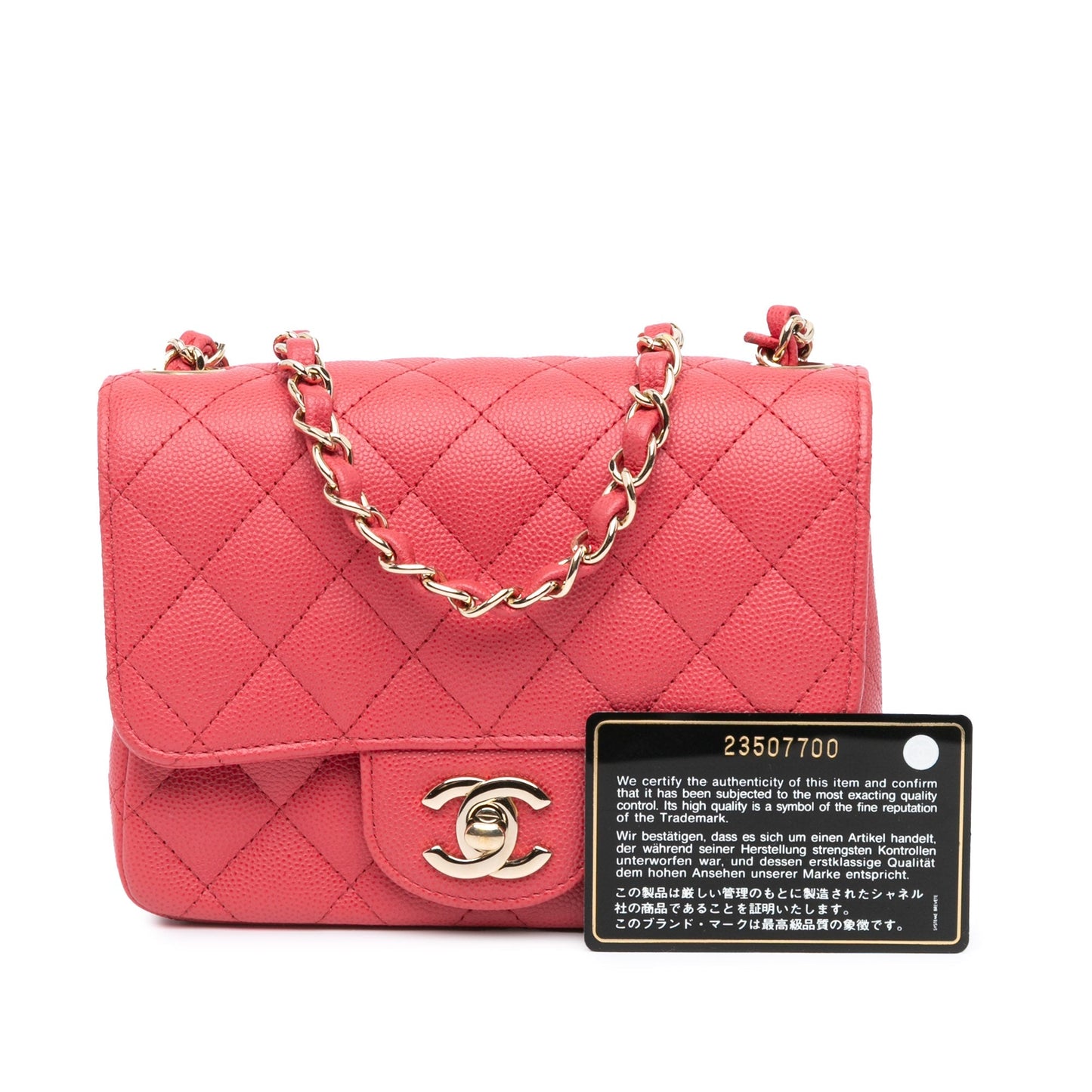 Red Chanel Mini Square Classic Caviar Single Flap Crossbody Bag