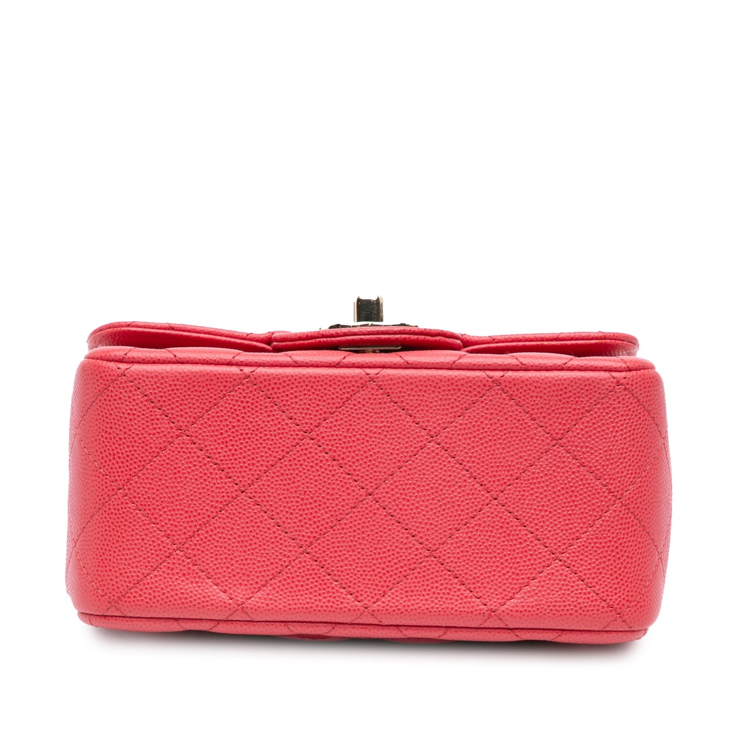 Red Chanel Mini Square Classic Caviar Single Flap Crossbody Bag