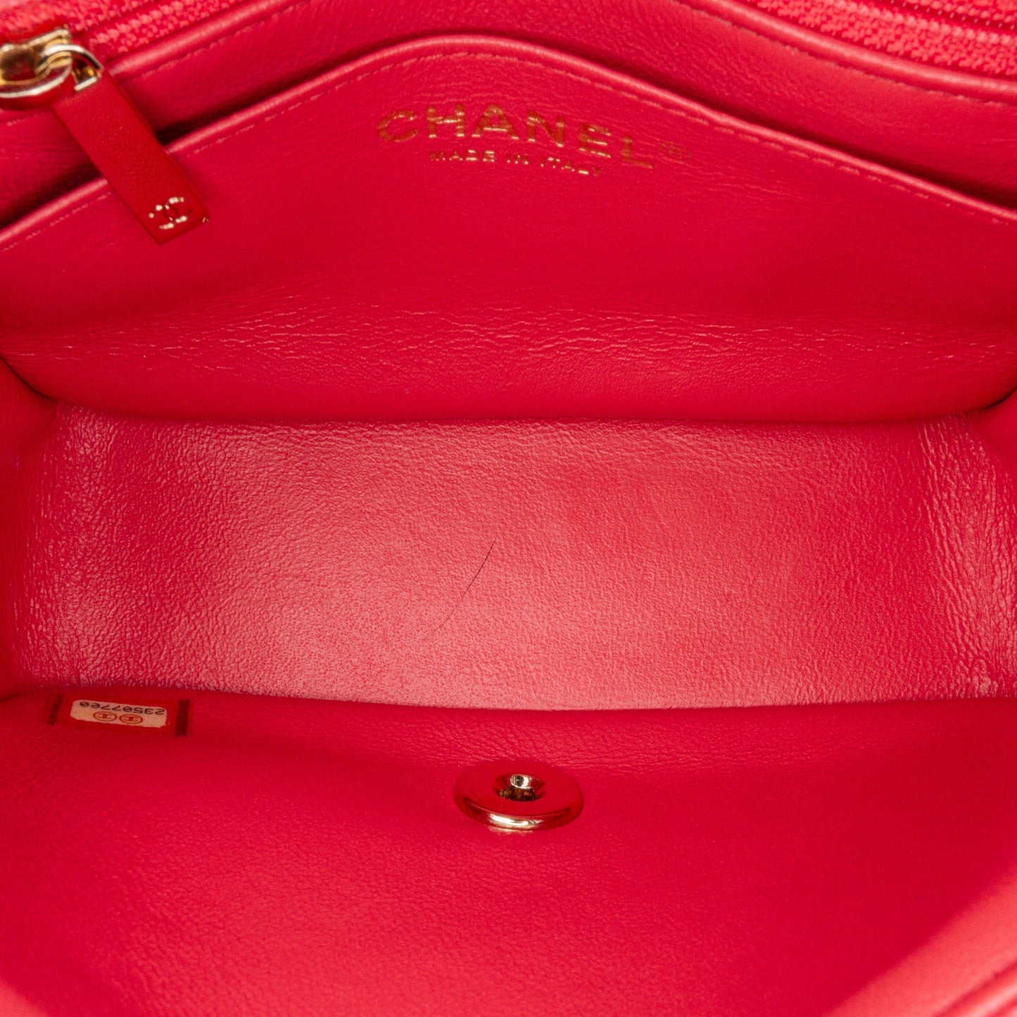 Red Chanel Mini Square Classic Caviar Single Flap Crossbody Bag