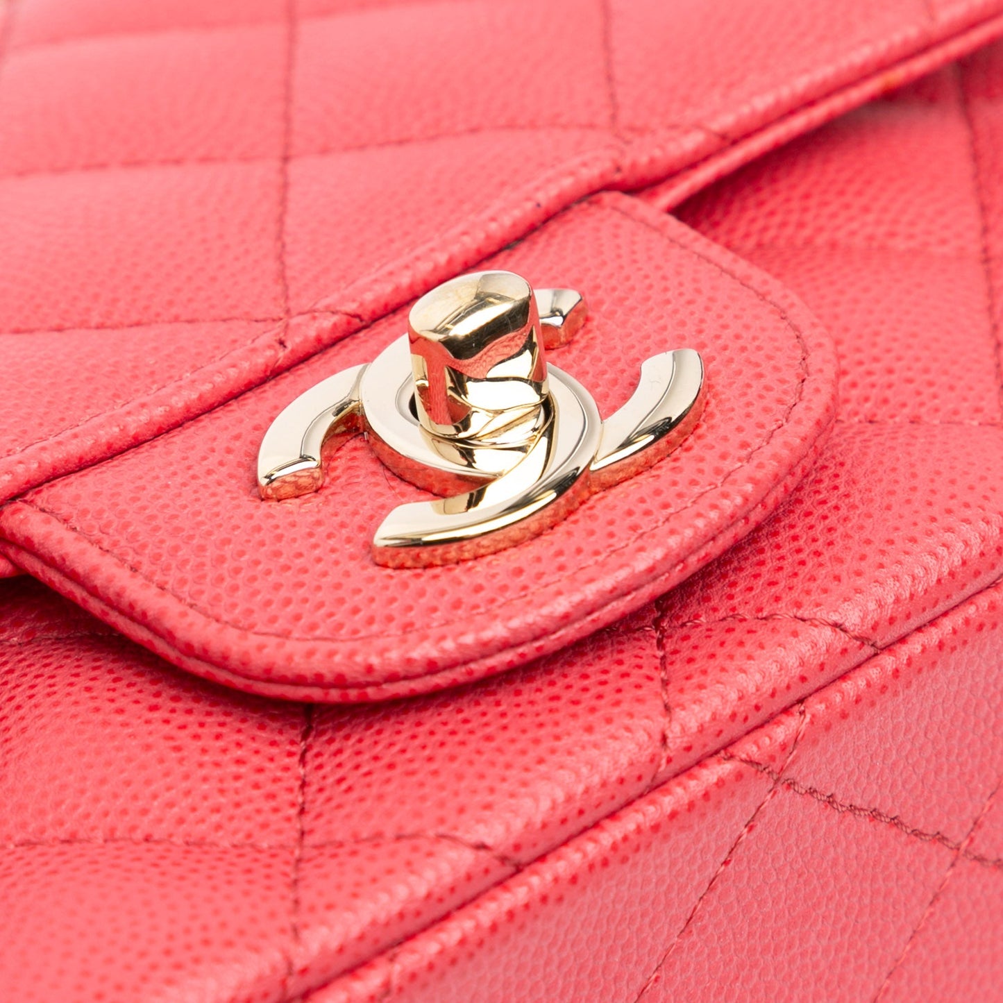 Red Chanel Mini Square Classic Caviar Single Flap Crossbody Bag