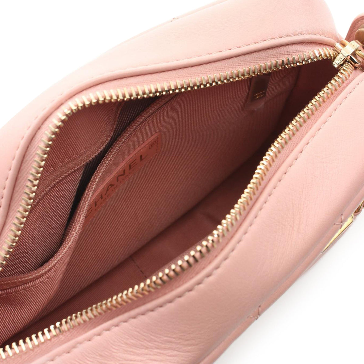 Pink Chanel Quilted Calfskin Front Logo Camera Bag