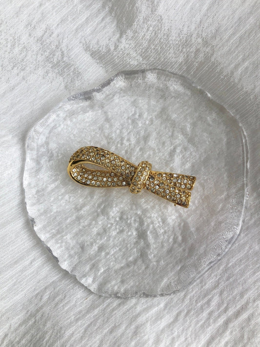 Christian Dior Rhinestone Brooch Gold Vintage fyrmxn