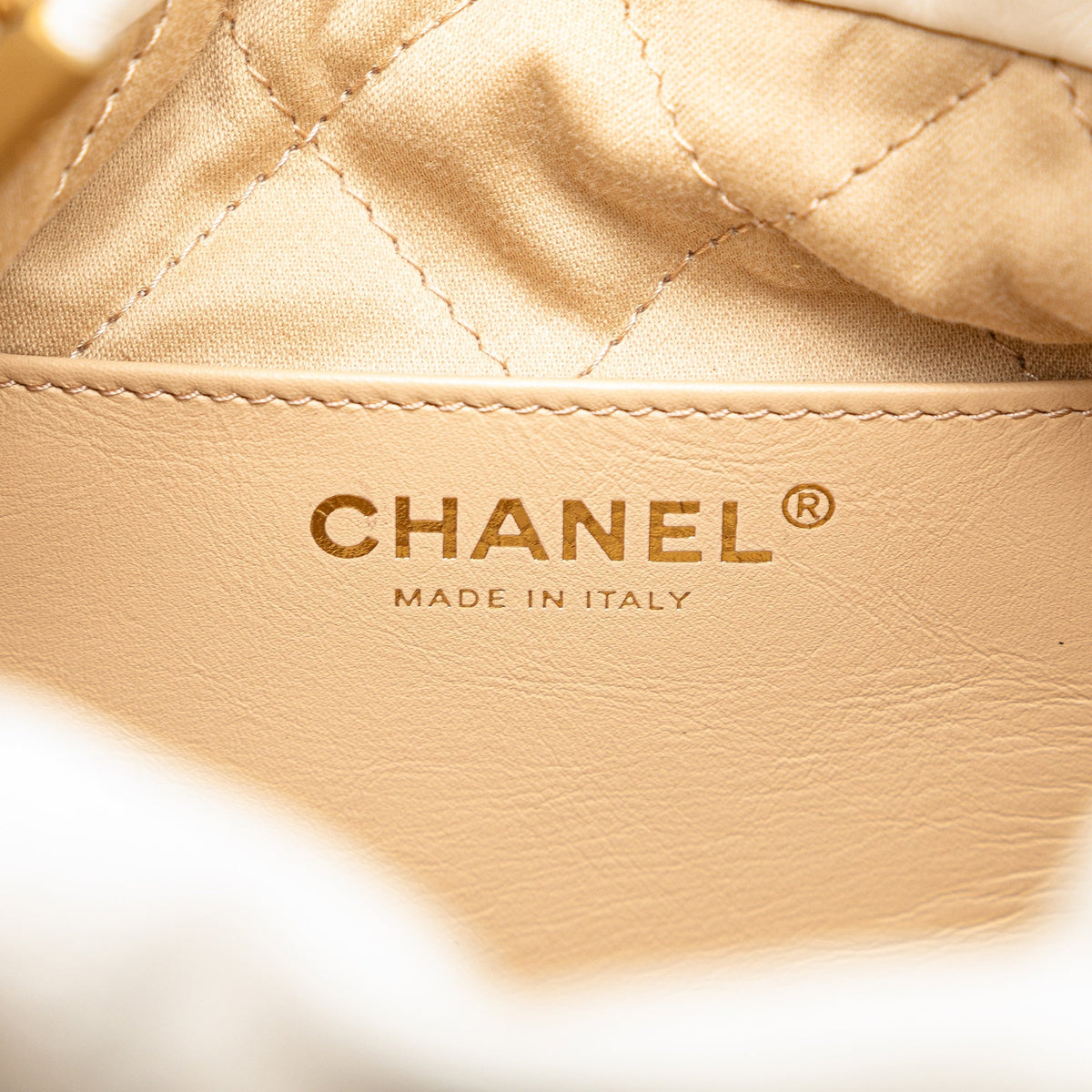 White Chanel Mini Shiny Calfskin 22 Hobo Satchel