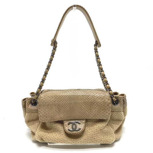 CHANEL Shoulder Bag A31490 canvas beige CC COCO Mark Chain Women Used