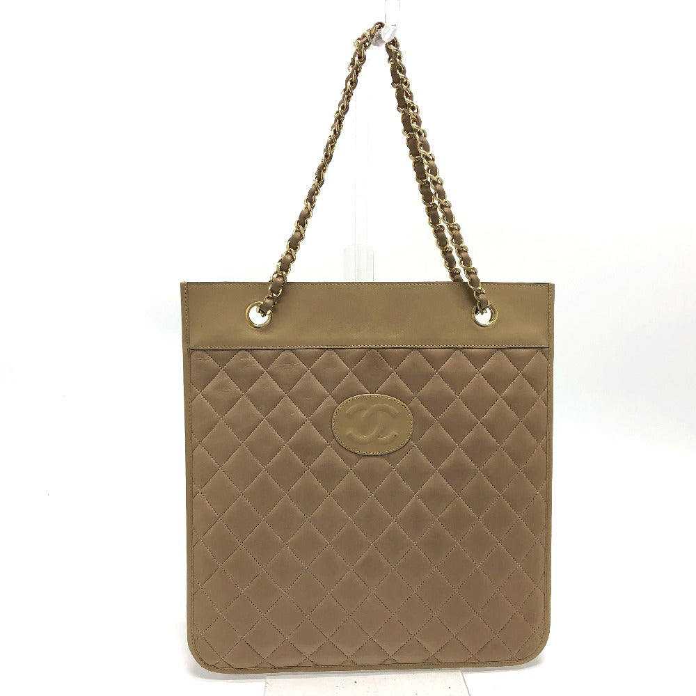 CHANEL Shoulder Bag lambskin beige CC COCO Mark Matrasse Women Used