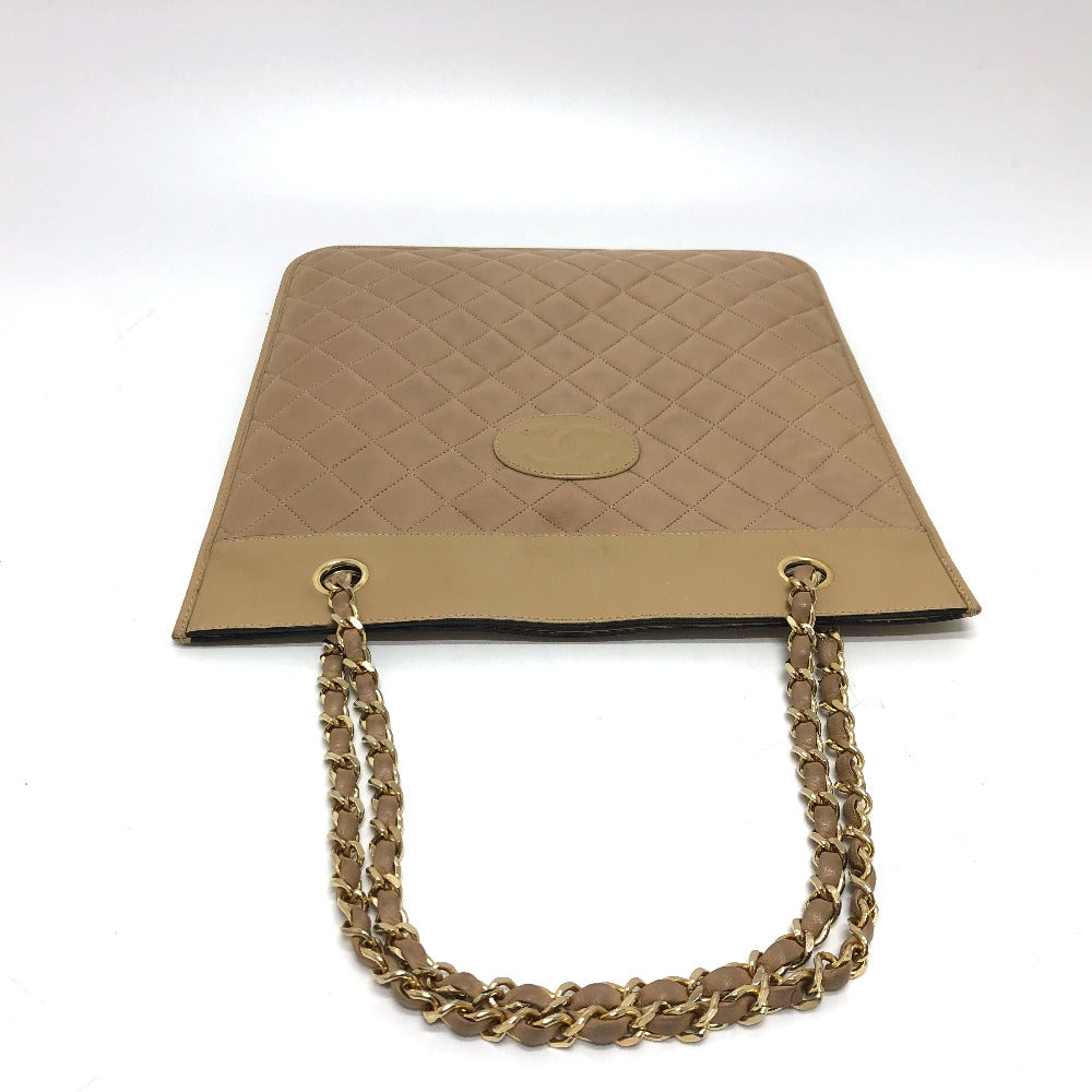 CHANEL Shoulder Bag lambskin beige CC COCO Mark Matrasse Women Used
