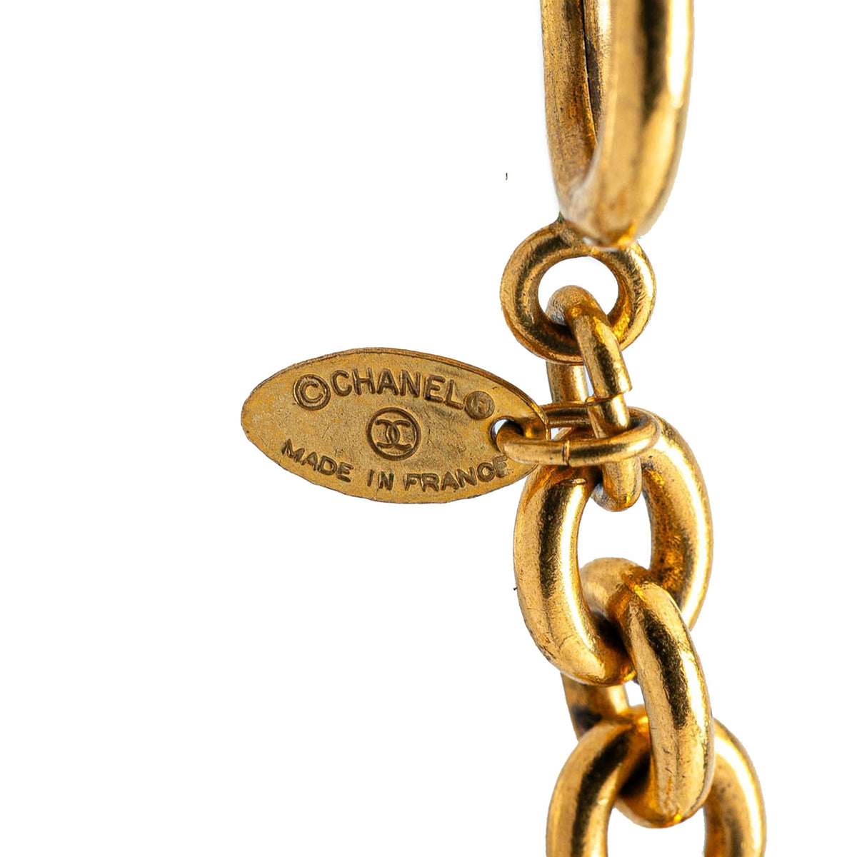 Gold Chanel Gold Plated CC Quilted Pendant Necklace