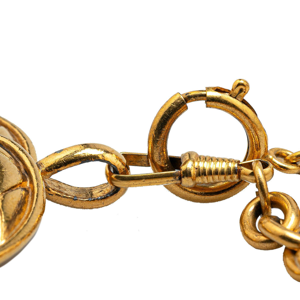 Gold Chanel Gold Plated CC Quilted Pendant Necklace