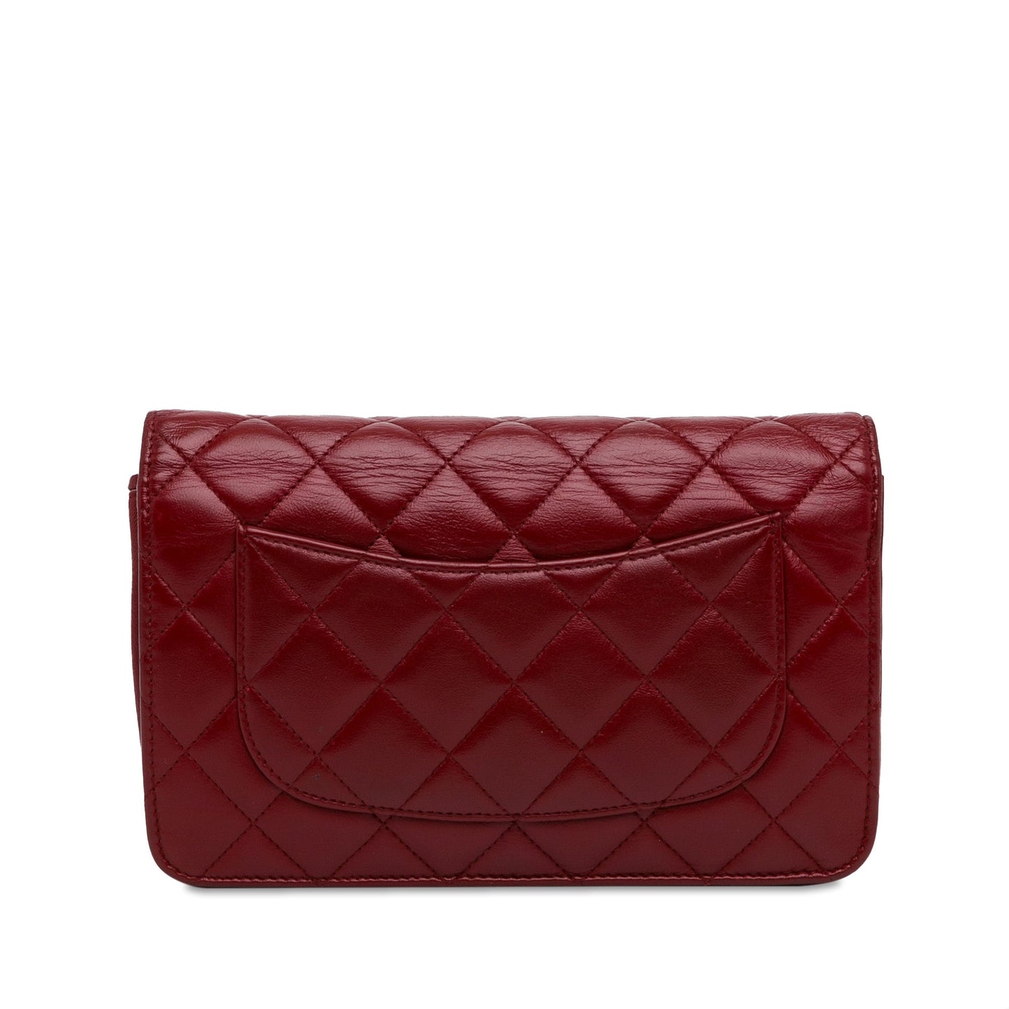 Red Chanel Classic Lambskin Wallet on Chain Crossbody Bag