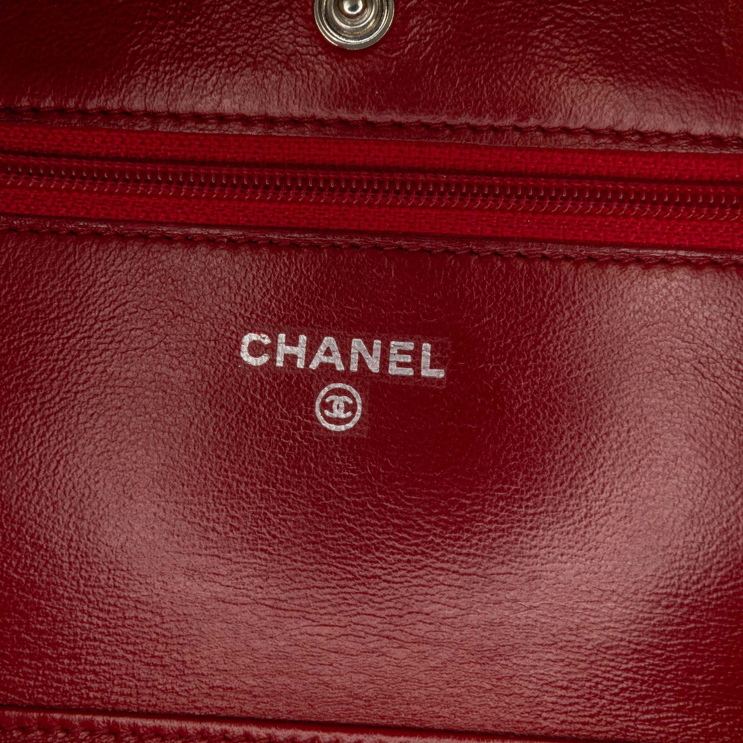 Red Chanel Classic Lambskin Wallet on Chain Crossbody Bag