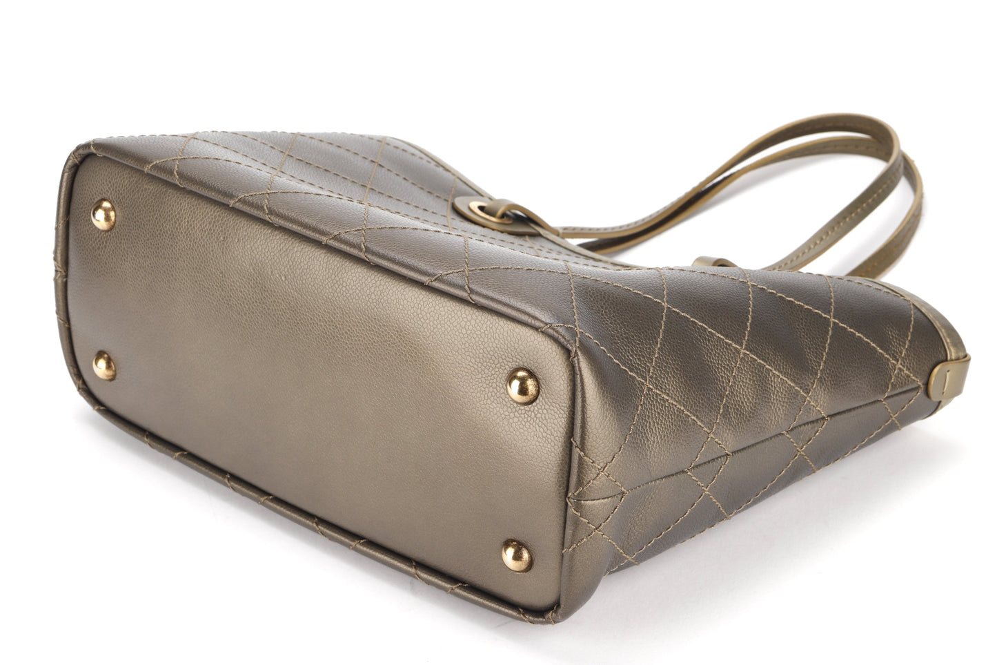 CHANEL SHOPPING FEVER TOTE (2032xxxx) WILD STITCH KHAKI CAVIAR LEATHER GOLD HARDWARE, WITH POUCH, , DUST COVER & BOX