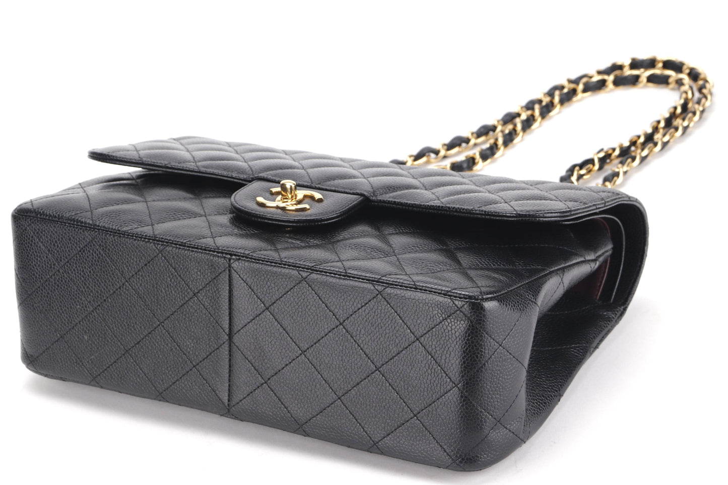 CHANEL DOUBLE FLAP BAG (1980xxxx) JUMBO BLACK CAVIAR LEATHER GOLD HARDWARE, NO  & DUST COVER