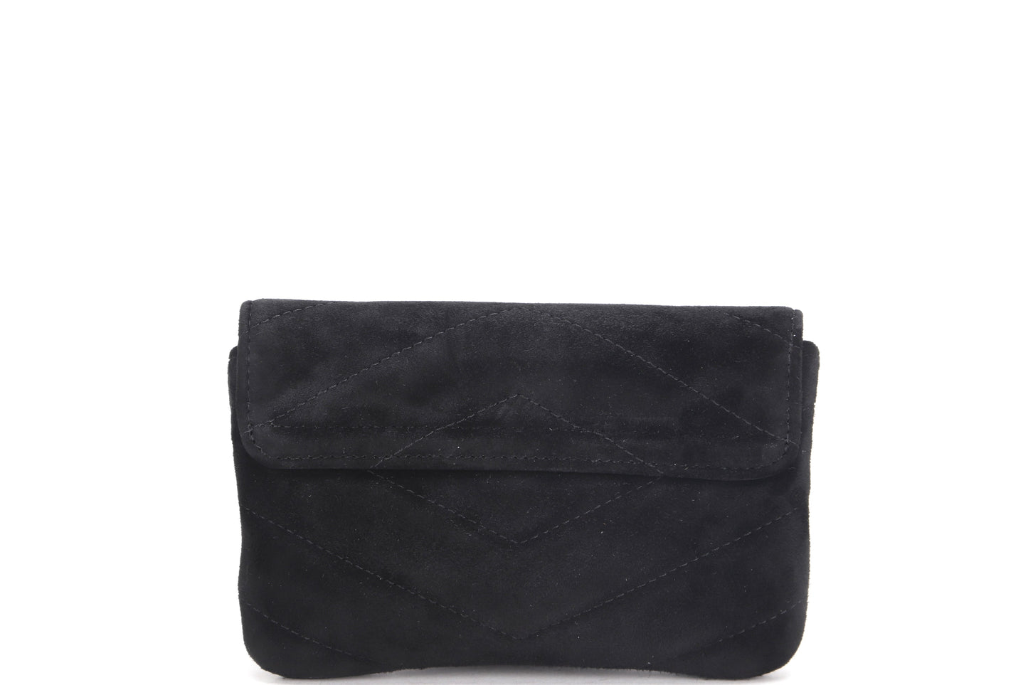 CHANEL PARIS-HAMBURG CC BUTTON FLAP WALLET (2609xxxx) BLACK SUADE GOLD HARDWARE, WITH , DUST COVER & BOX