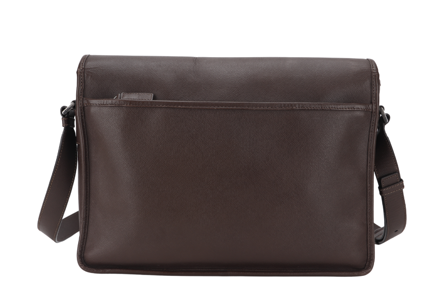 PRADA BROWN SAFFIANO LEATHER MESSENGER BAG NO DUST COVER AND BOX