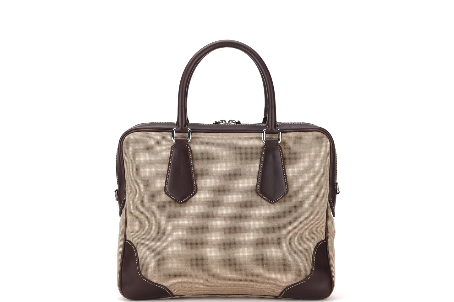 PRADA JACQUARD LOGO SHOULDER BAG CANVAS SILVER HARDWARE, WITH TAG, LOCK & STRAP, NO DUST COVER