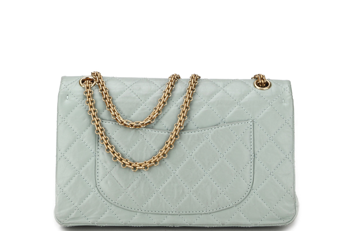 CHANEL REISSUE 227 (2539xxxx) MINT GREEN CALFSKIN GOLD HARDWARE, WITH , DUST COVER & BOX