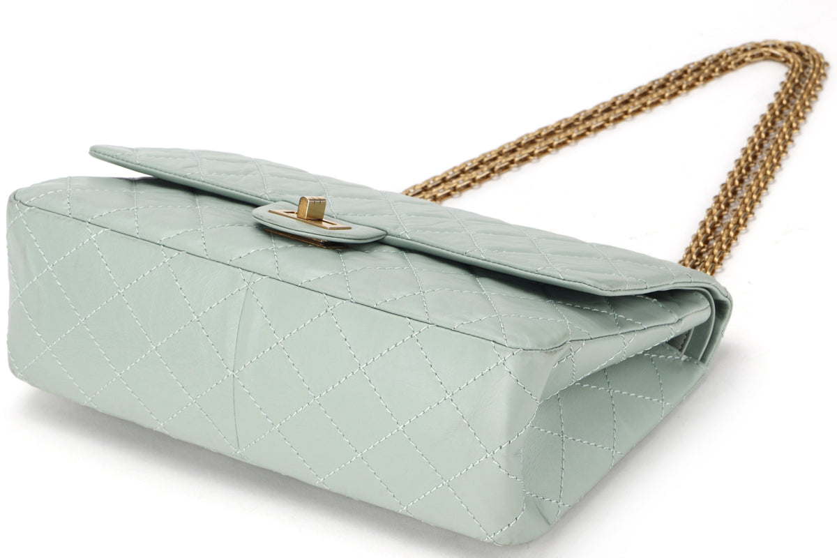 CHANEL REISSUE 227 (2539xxxx) MINT GREEN CALFSKIN GOLD HARDWARE, WITH , DUST COVER & BOX