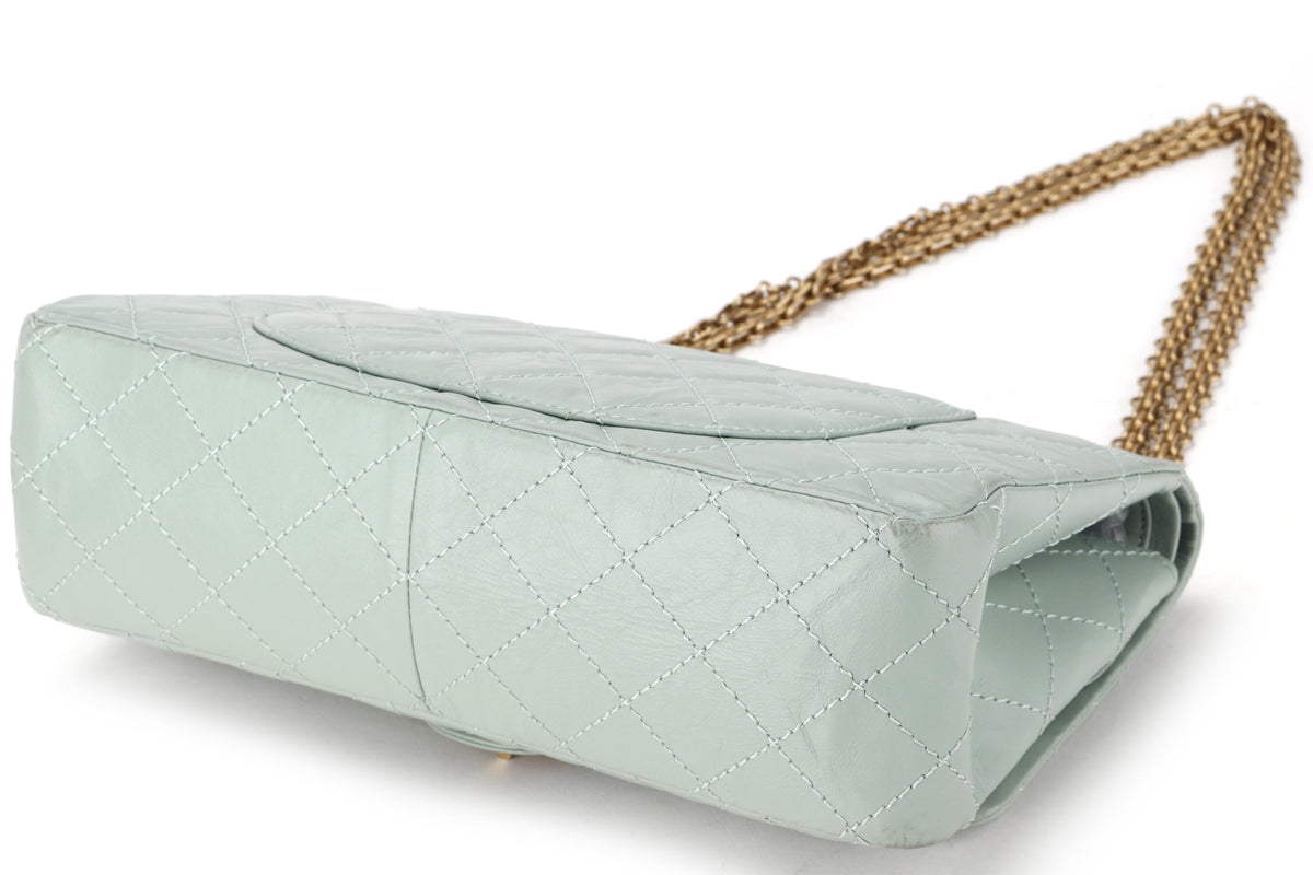 CHANEL REISSUE 227 (2539xxxx) MINT GREEN CALFSKIN GOLD HARDWARE, WITH , DUST COVER & BOX