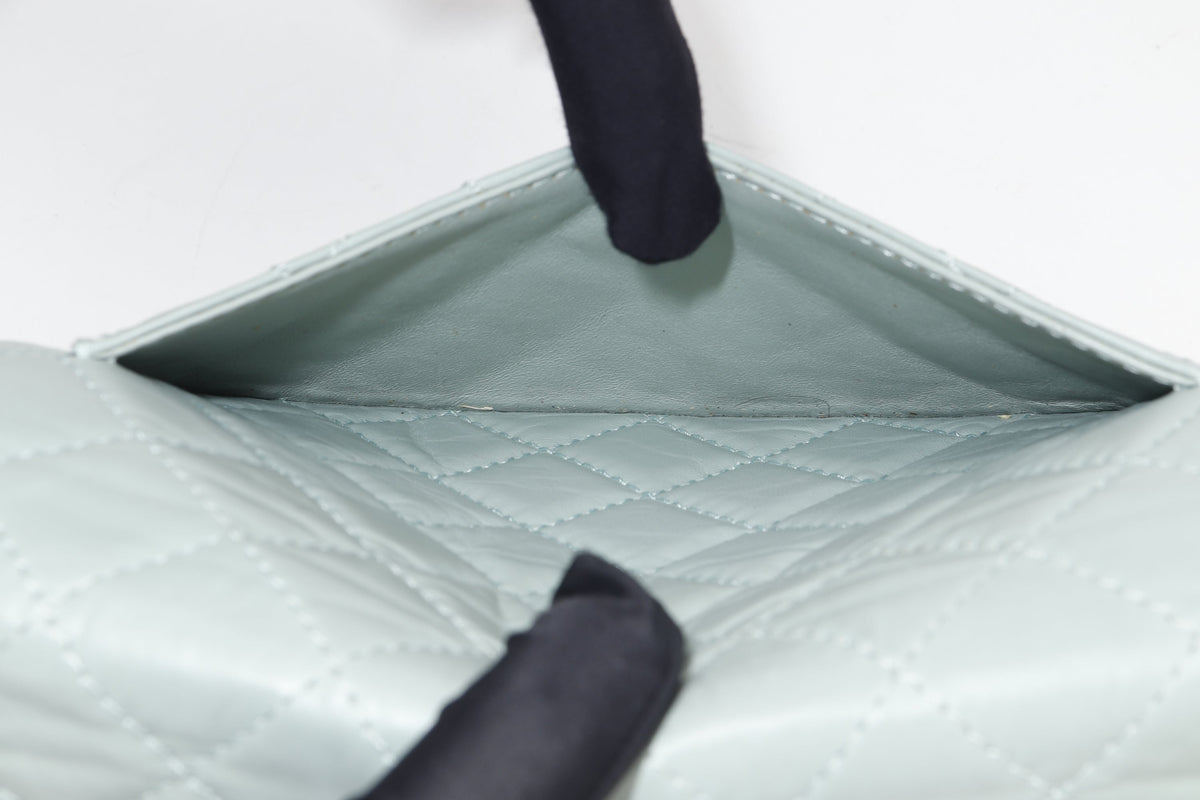 CHANEL REISSUE 227 (2539xxxx) MINT GREEN CALFSKIN GOLD HARDWARE, WITH , DUST COVER & BOX