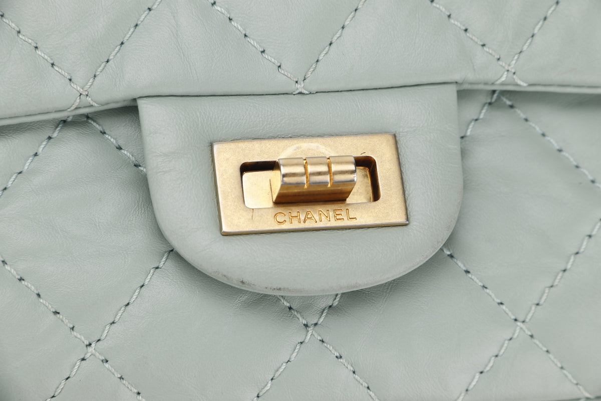 CHANEL REISSUE 227 (2539xxxx) MINT GREEN CALFSKIN GOLD HARDWARE, WITH , DUST COVER & BOX
