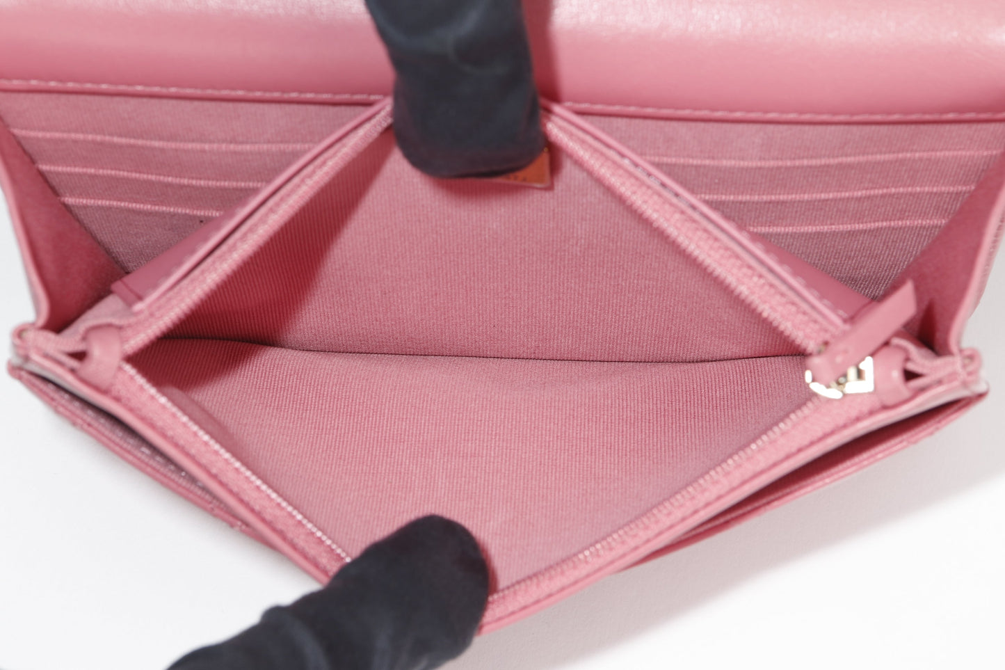 CHANEL PILLOW CRUSH WALLET ON CHAIN (A7U5xxxx) PINK LAMBSKIN GOLD HARDWARE, WITH DUST COVER BOX