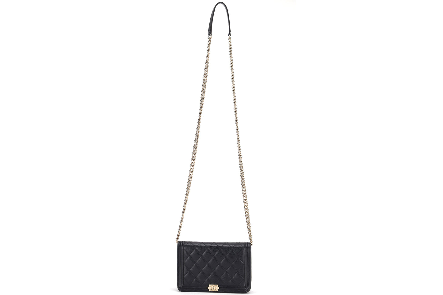 CHANEL LEBOY WALLET ON CHAIN (2881xxxx) BLACK CAVIAR LEATHER GOLD HARDWARE, WITH BOX, NO  & DUST COVER