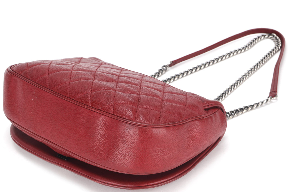 CHANEL POCKET FLAP MESSENGER BAG 26CM (2322xxxx) RED CAVIAR LEATHER GOLD & SILVER HARDWARE, WITH , NO DUST COVER