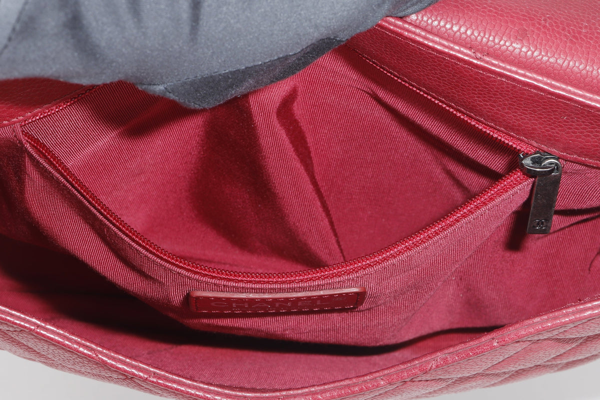 CHANEL POCKET FLAP MESSENGER BAG 26CM (2322xxxx) RED CAVIAR LEATHER GOLD & SILVER HARDWARE, WITH , NO DUST COVER