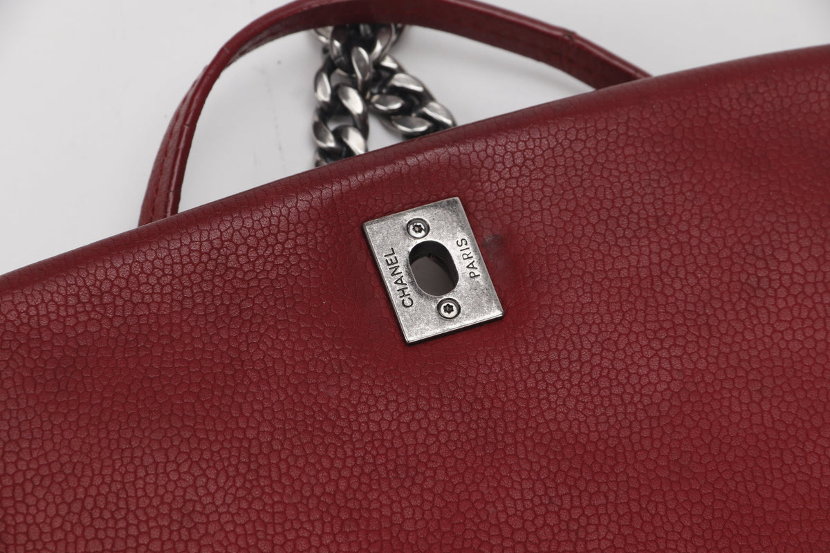 CHANEL POCKET FLAP MESSENGER BAG 26CM (2322xxxx) RED CAVIAR LEATHER GOLD & SILVER HARDWARE, WITH , NO DUST COVER