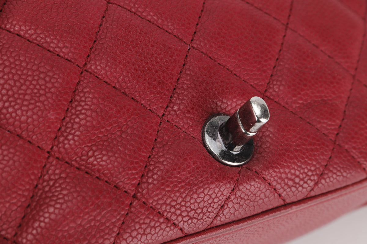 CHANEL POCKET FLAP MESSENGER BAG 26CM (2322xxxx) RED CAVIAR LEATHER GOLD & SILVER HARDWARE, WITH , NO DUST COVER