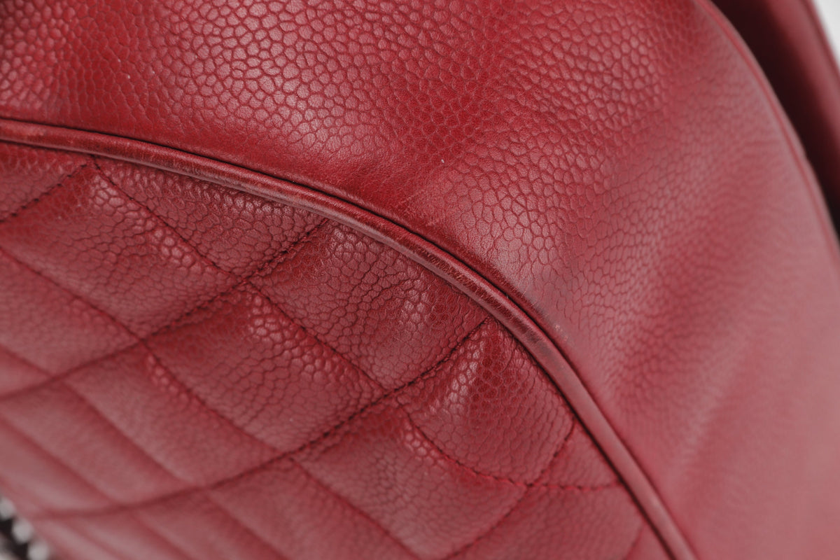 CHANEL POCKET FLAP MESSENGER BAG 26CM (2322xxxx) RED CAVIAR LEATHER GOLD & SILVER HARDWARE, WITH , NO DUST COVER