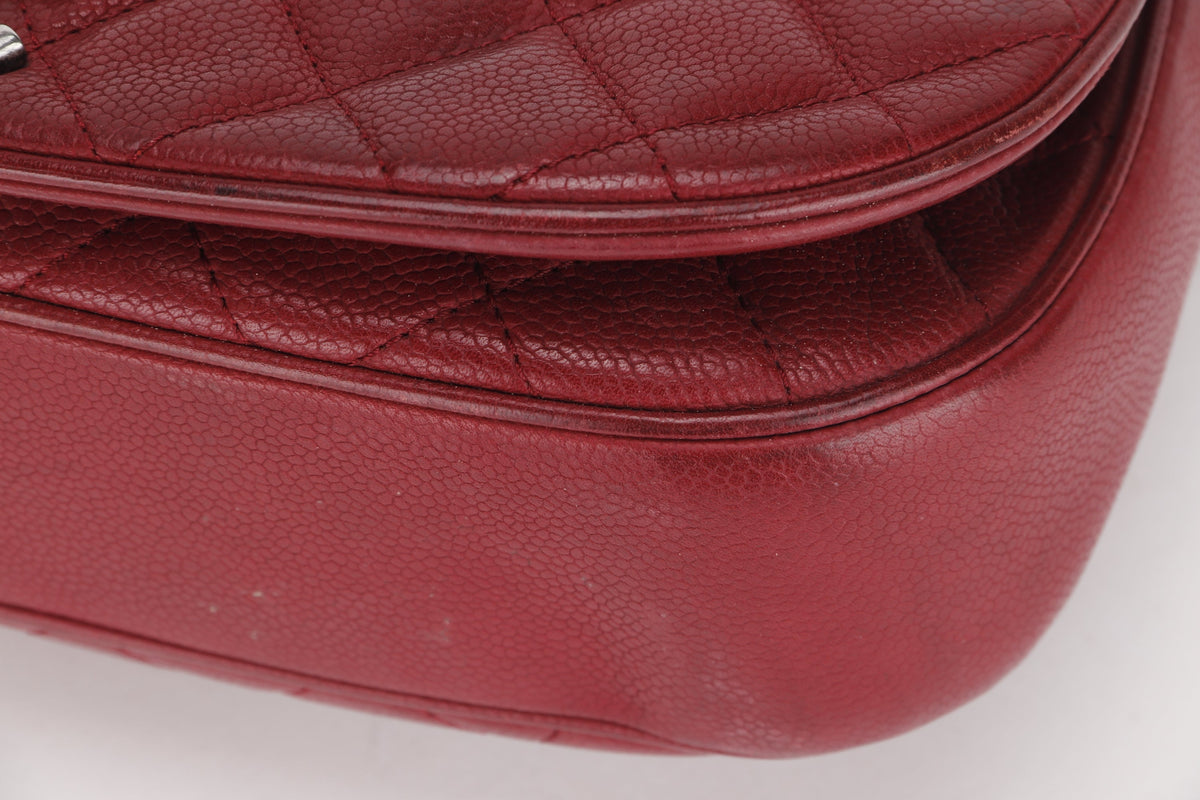 CHANEL POCKET FLAP MESSENGER BAG 26CM (2322xxxx) RED CAVIAR LEATHER GOLD & SILVER HARDWARE, WITH , NO DUST COVER