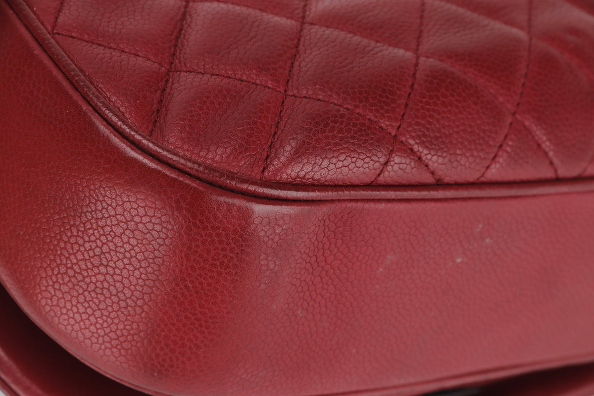 CHANEL POCKET FLAP MESSENGER BAG 26CM (2322xxxx) RED CAVIAR LEATHER GOLD & SILVER HARDWARE, WITH , NO DUST COVER