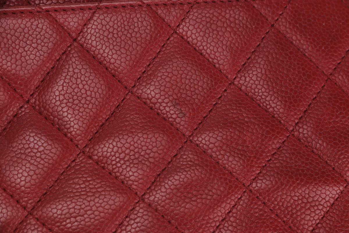CHANEL POCKET FLAP MESSENGER BAG 26CM (2322xxxx) RED CAVIAR LEATHER GOLD & SILVER HARDWARE, WITH , NO DUST COVER