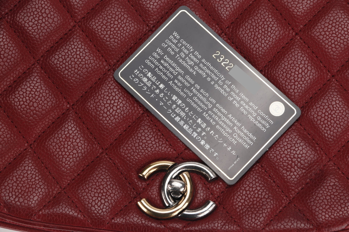 CHANEL POCKET FLAP MESSENGER BAG 26CM (2322xxxx) RED CAVIAR LEATHER GOLD & SILVER HARDWARE, WITH , NO DUST COVER