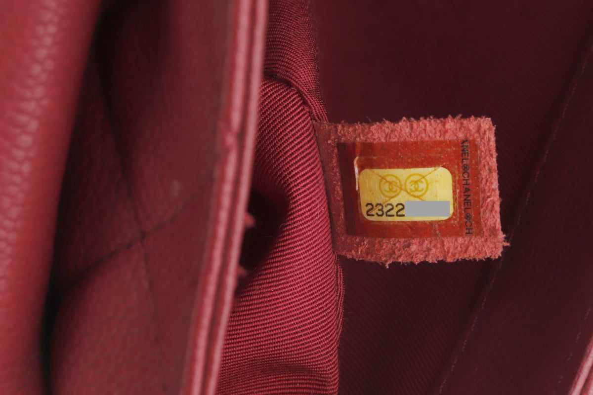 CHANEL POCKET FLAP MESSENGER BAG 26CM (2322xxxx) RED CAVIAR LEATHER GOLD & SILVER HARDWARE, WITH , NO DUST COVER