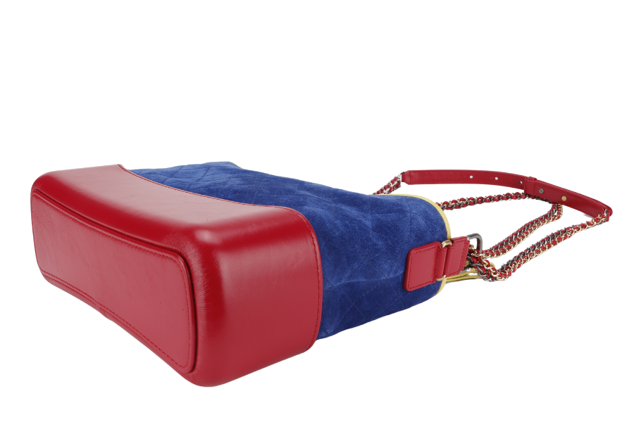 CHANEL GABRIEL HOBO BAG MEDIUM RED,BLUE, YELLOW SUEDE LEATHER GOLD HARDWARE (2424xxxx) WITH DUST COVER AND