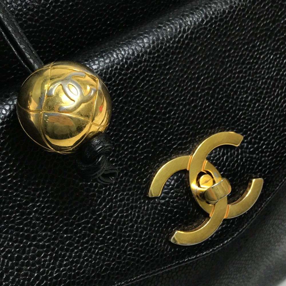 CHANEL Shoulder Bag Caviar skin black COCO Mark Coco ball Women Used